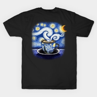 Cappuccino starry night Van Gogh T-Shirt